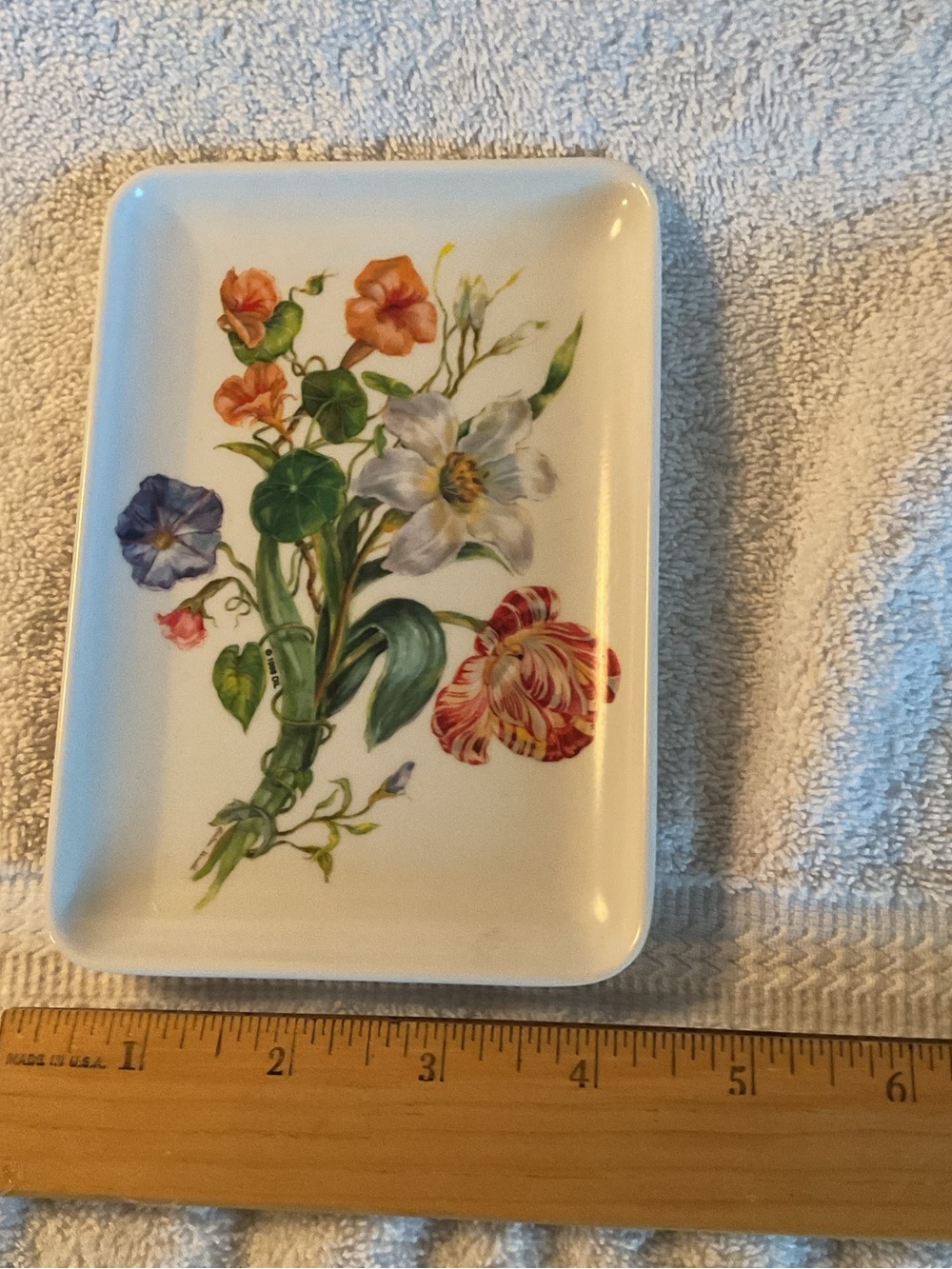 Floral  Trinket Tray with Colorful Bouquet